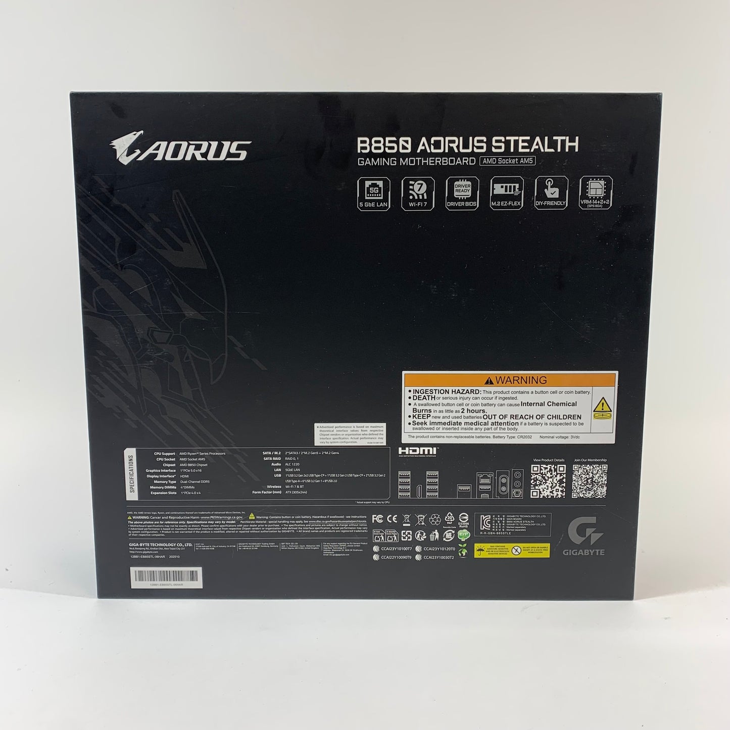 New Gigabyte B850 Stealth AM5 ATX AMD DDR5 Motherboard