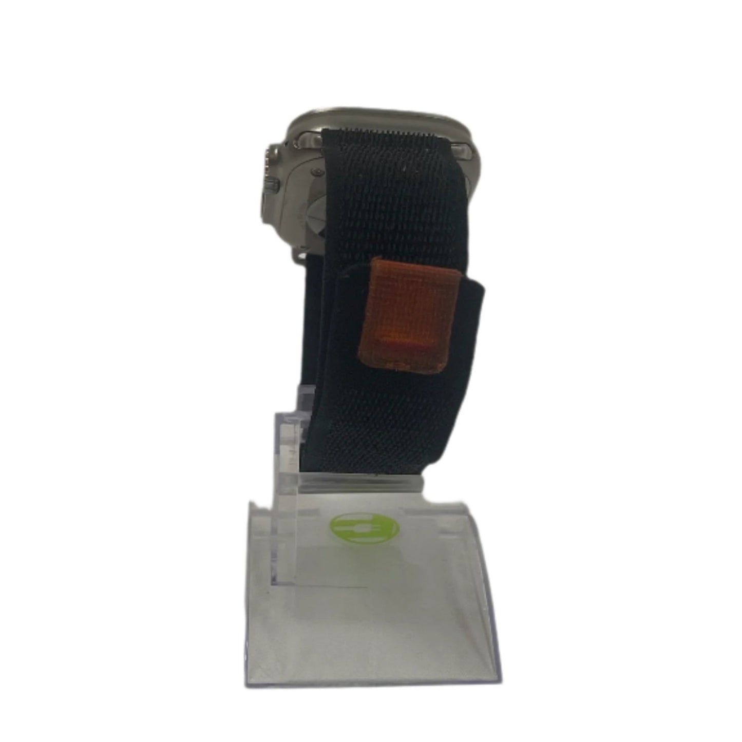 Unlocked Apple Watch Ultra 49MM Natural Titanium Black and Orange Velcro Loop