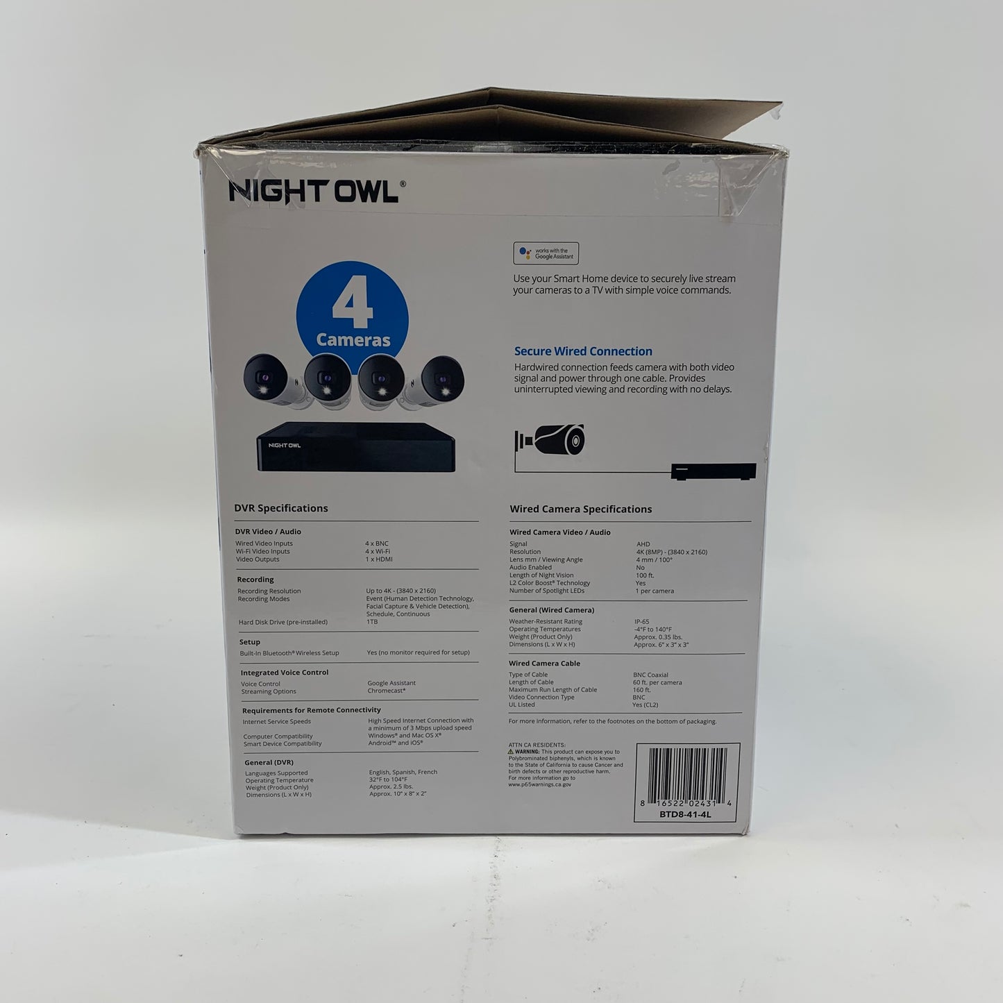Night Owl 4k UHD Wired Security System Wired Security System BTD4-41-4L