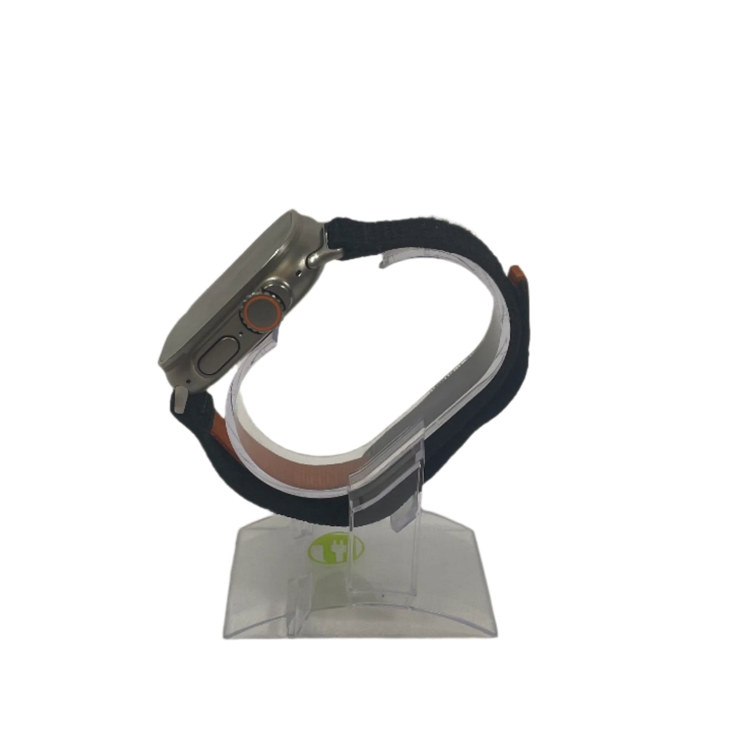 Unlocked Apple Watch Ultra 49MM Natural Titanium Black and Orange Velcro Loop