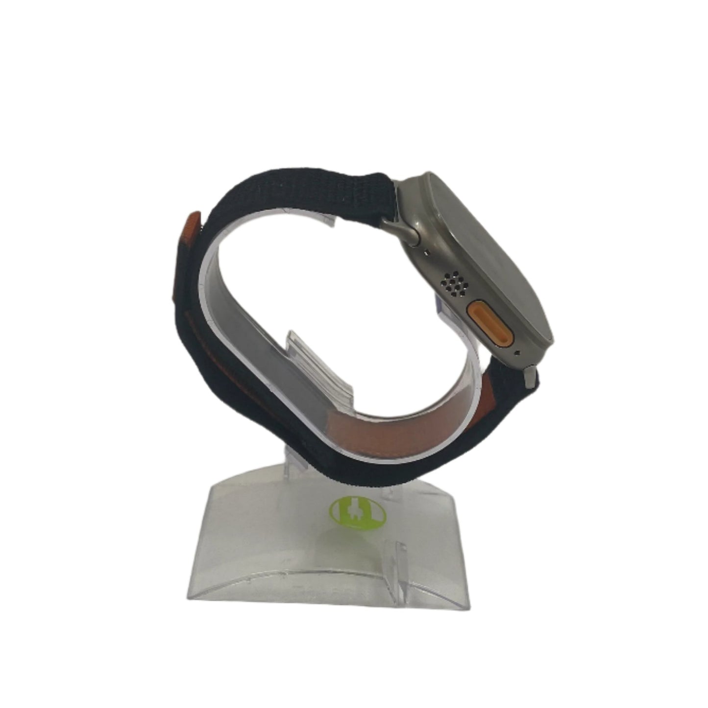 Unlocked Apple Watch Ultra 49MM Natural Titanium Black and Orange Velcro Loop