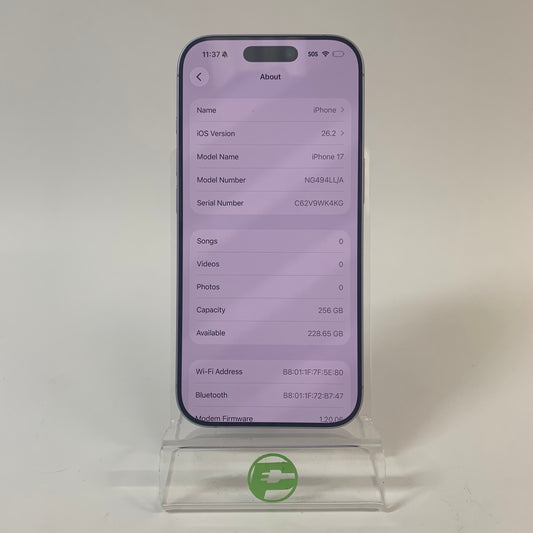 Factory Unlocked Apple iPhone 17 256GB Lavender NG494LL/A