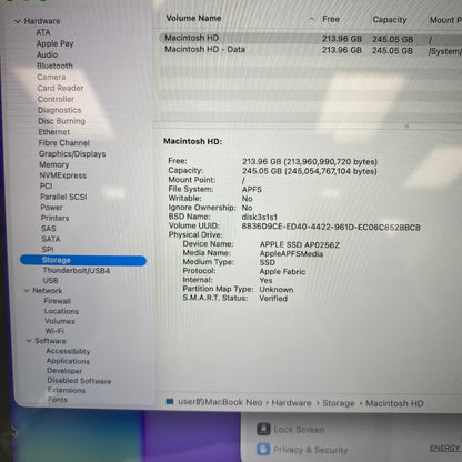 2026 Apple MacBook Neo 13" A18 Pro 5C GPU 4.0GHz 8GB RAM 256GB SSD MHFA4LL/A