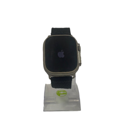 Unlocked Apple Watch Ultra 49MM Natural Titanium Black and Orange Velcro Loop
