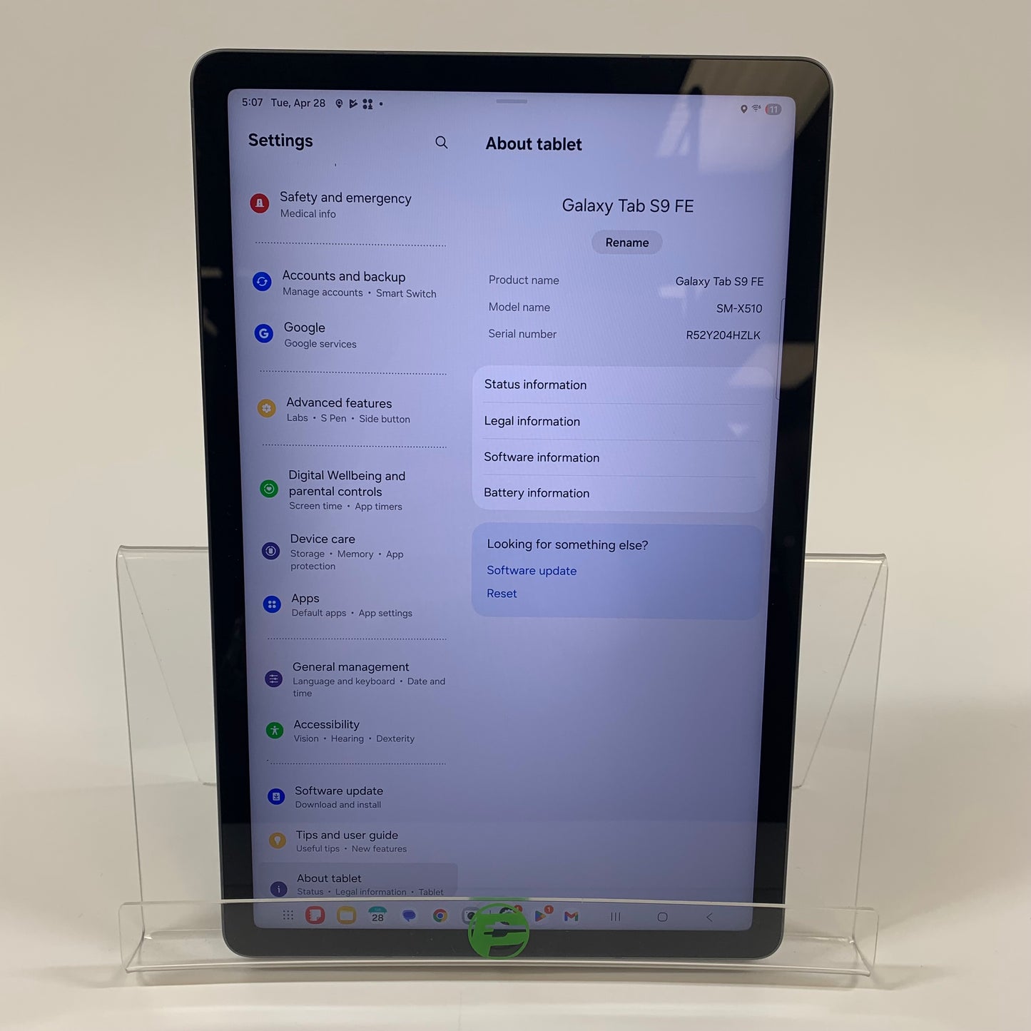WiFi Only Samsung Galaxy Tab S9 FE 10.9" 128GB Gray SM-X510