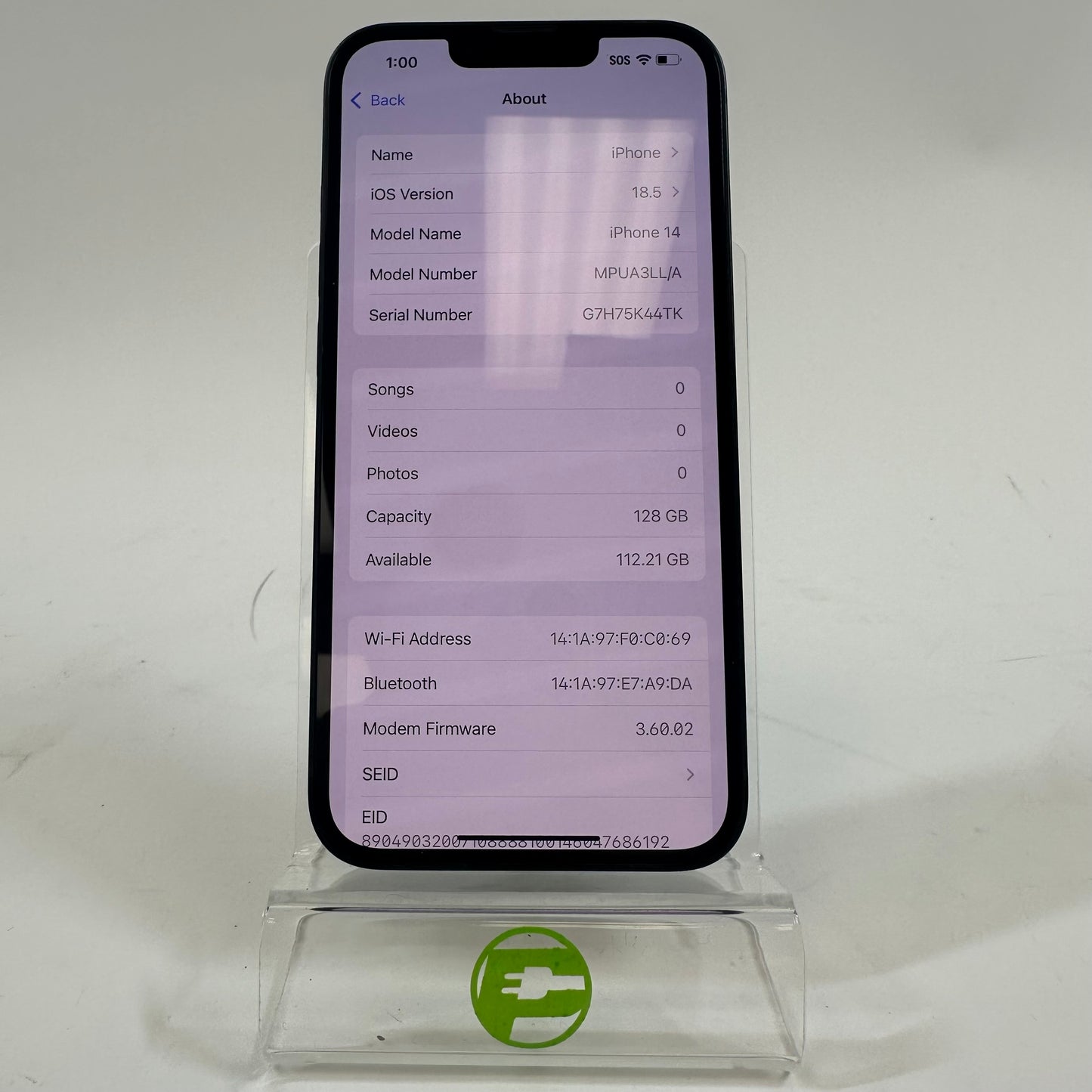 Unlocked Apple iPhone 14 128GB 18.5 MPUA3LL/A Cracked Camera
