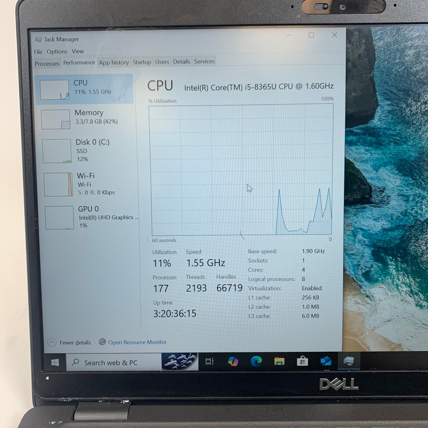 Dell P98G P98G001 14" i5-8365U  1.9GHz 8GB RAM 256GB SSD