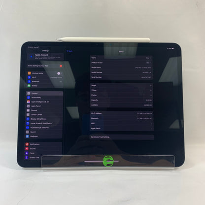 WiFi Only Apple iPad Pro 13" M4 512GB 18.5 Space Gray NVX43LL/A W/Apple pencil Pro