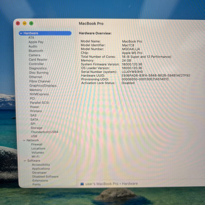 2026 Apple MacBook Pro 16" M5 Pro 20C GPU 4.6GHz 24GB RAM 1TB SSD A3428