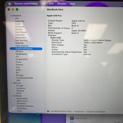 2026 Apple MacBook Neo 13" A18 Pro 5C GPU 4.0GHz 8GB RAM 256GB SSD MHFA4LL/A