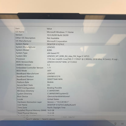 Lenovo Yoga 9i 14ITL5 14" i7-1195G7 2.9GHz 16GB RAM 1TB SSD
