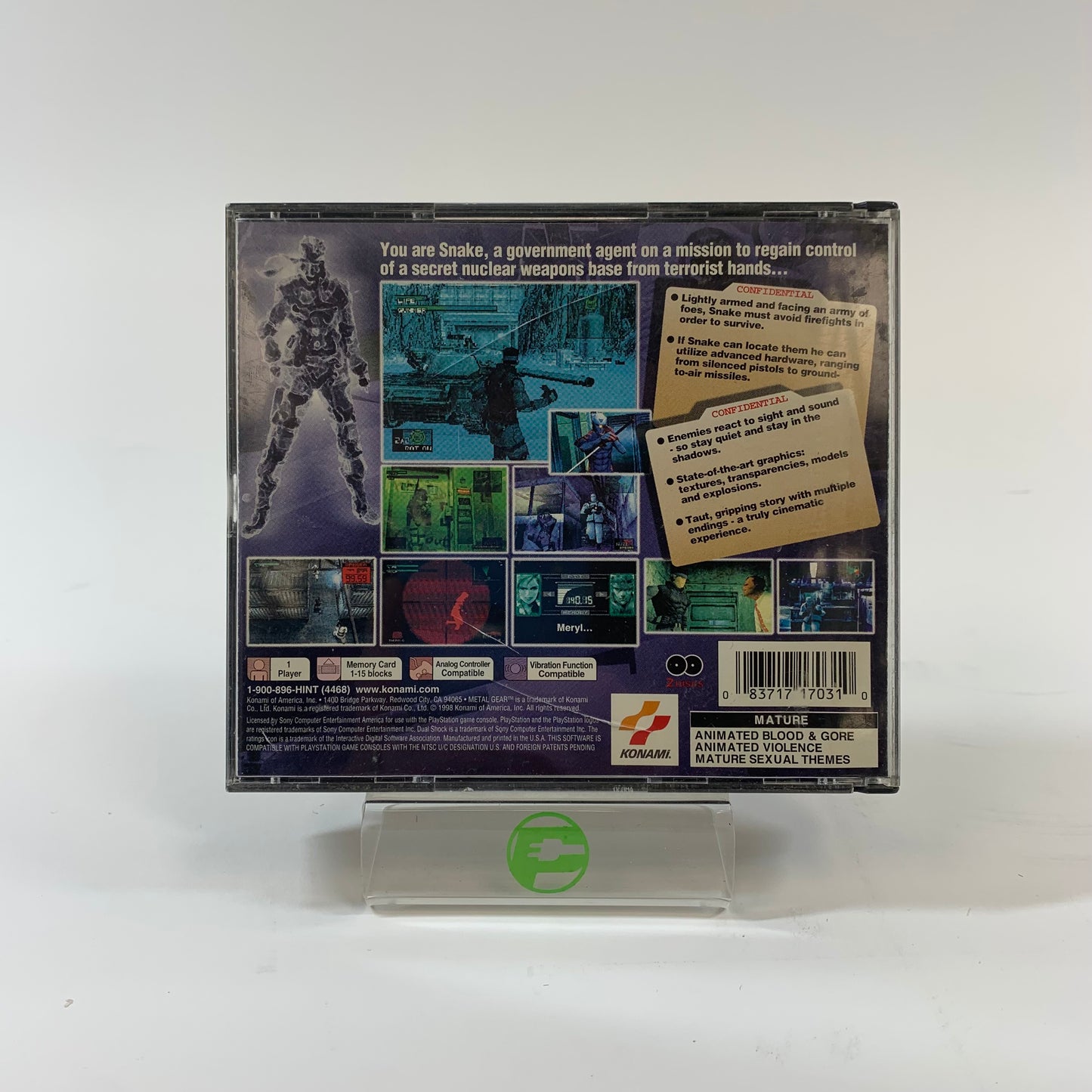 Metal Gear Solid (Sony PlayStation 1 PS1, 1998)