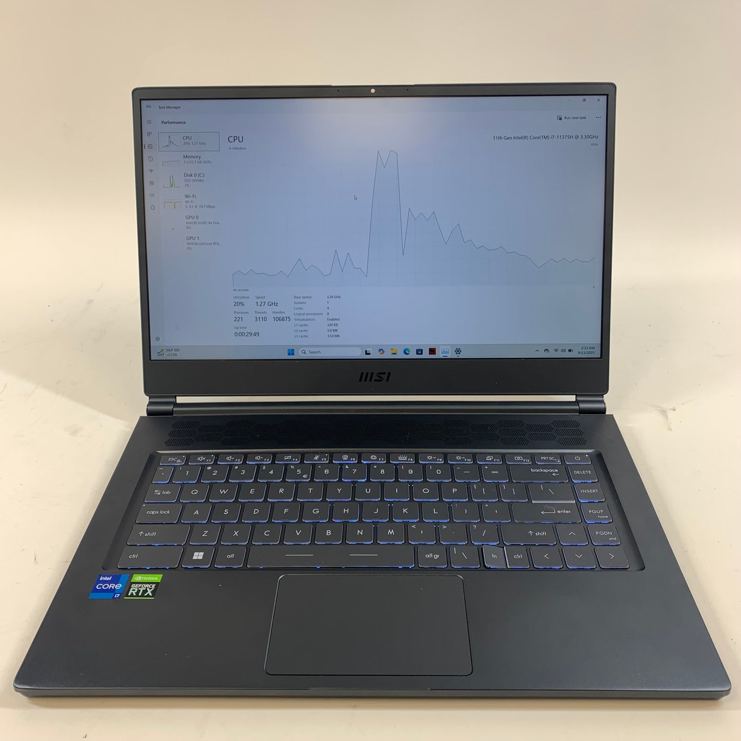 MSI Stealth 15M MS-1563 15.6" i7-11375H 16GB RAM 512GB SSD GeForce RTX 3060