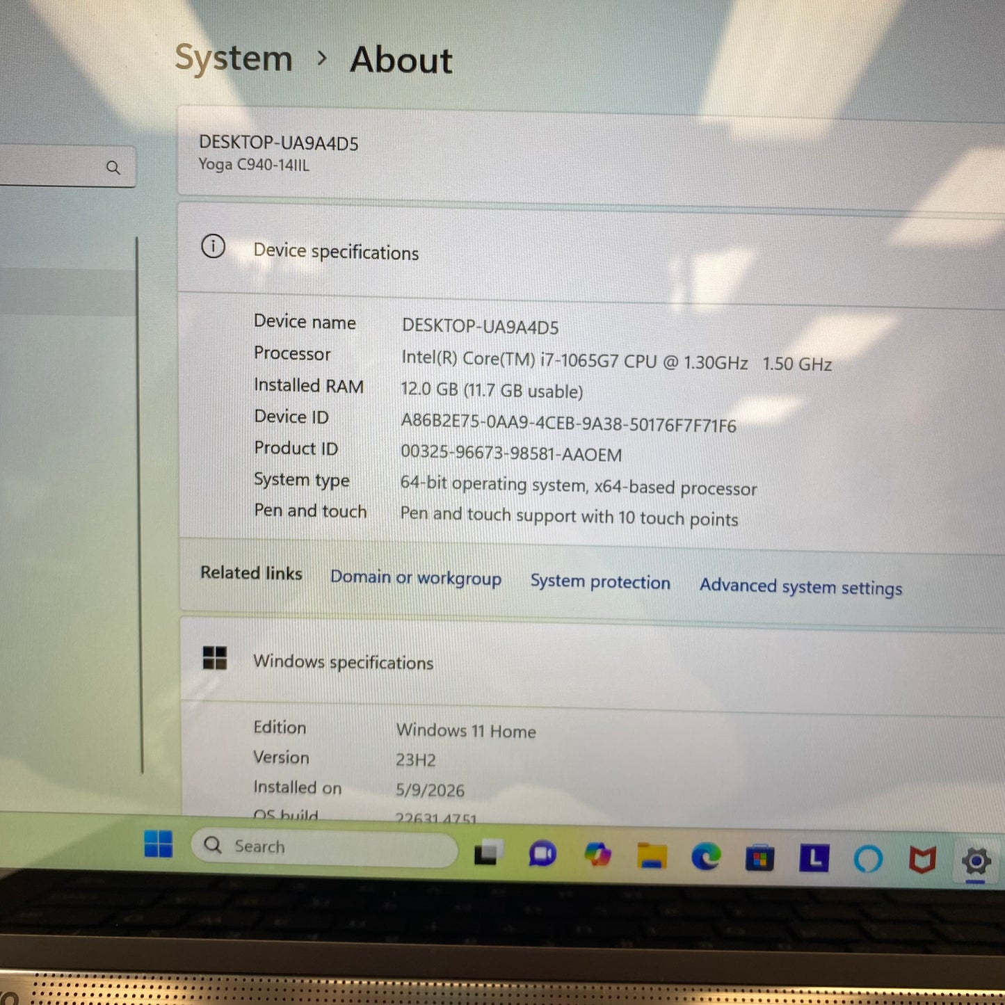 Lenovo Yoga C940 81O9 14" i7-1065G7 1.3GHz 12GB RAM 512GB SSD