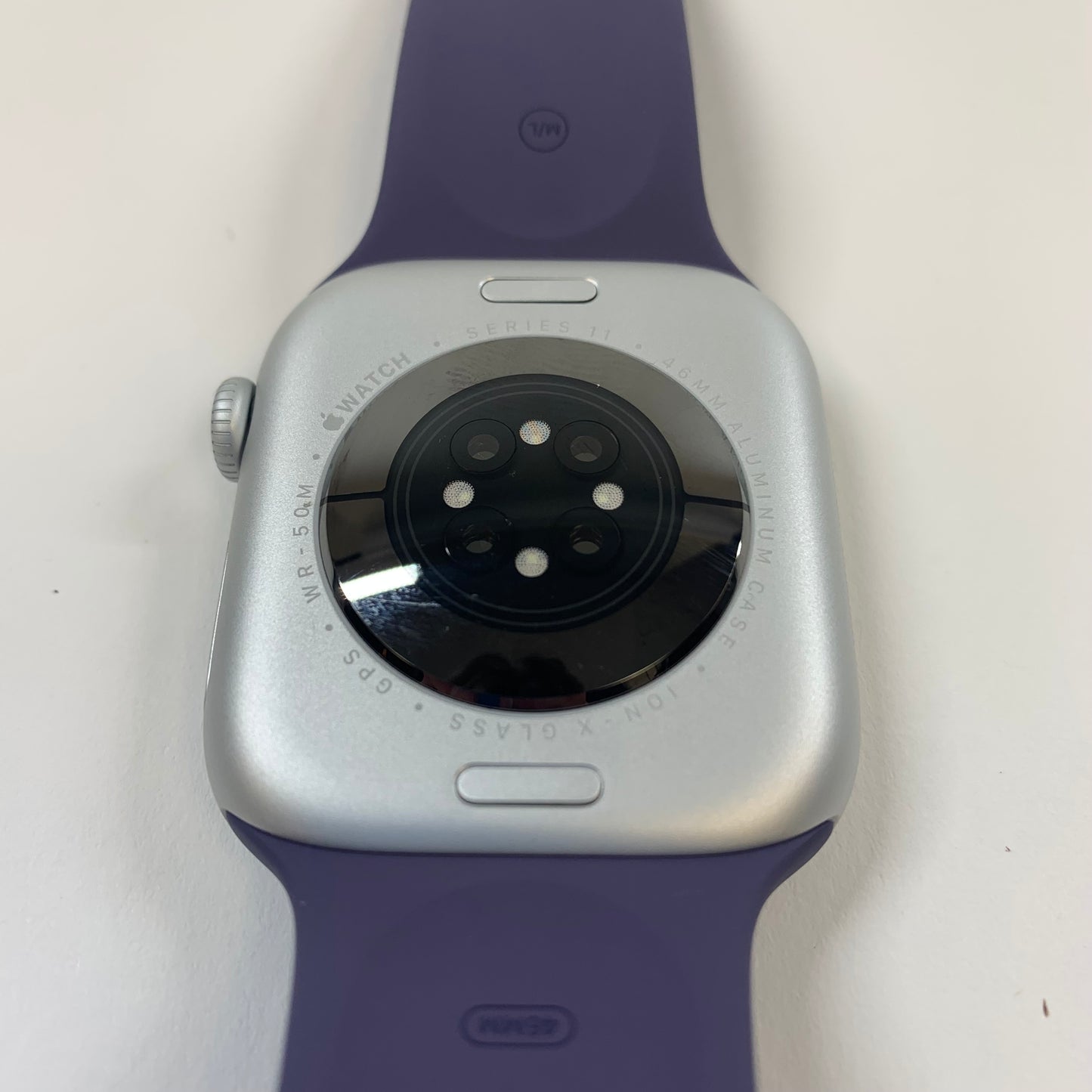 GPS Only Apple Watch Series 11 46MM Silver Aluminum Purple Fog Sport Band A3333