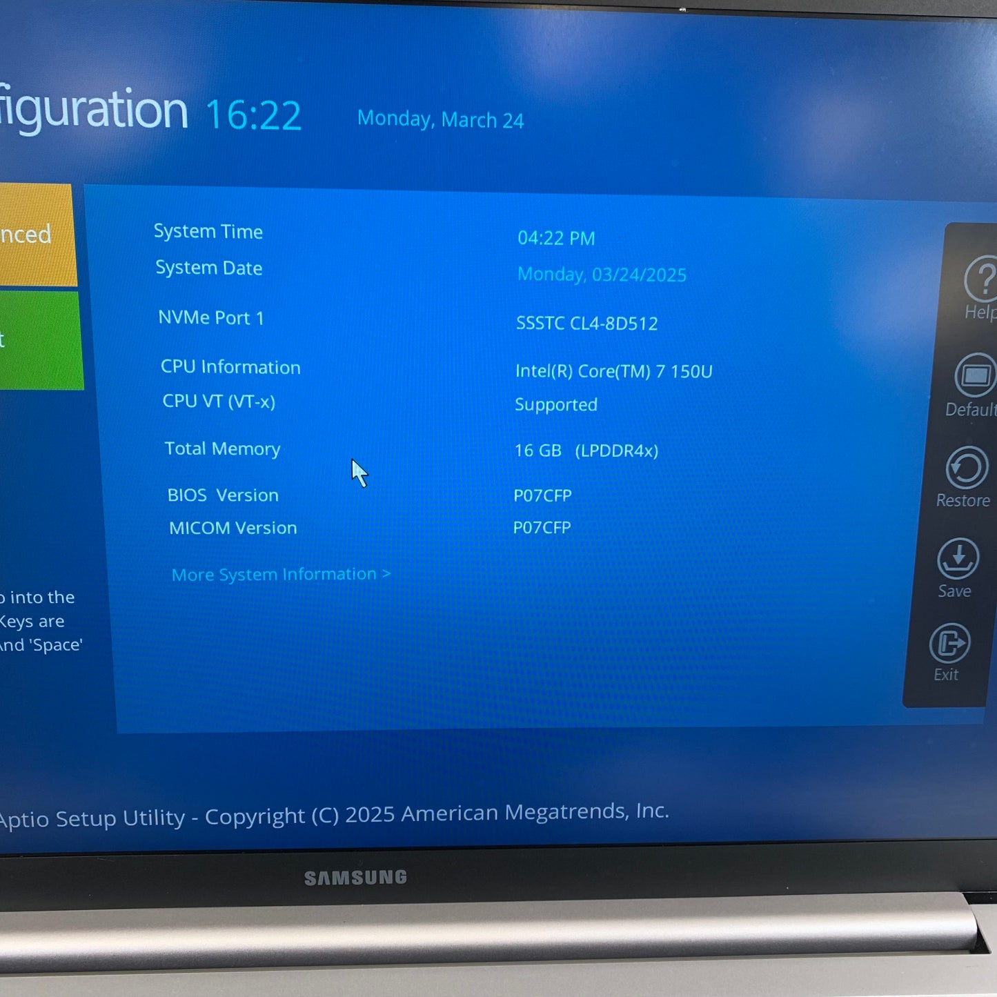 Samsung Galaxy Book4 NP750XGK 15.6" Core 7 150U 1.4GHz 16GB RAM 512GB SSD
