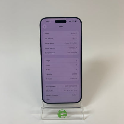 Factory Unlocked Apple iPhone 16 Pro Max 256GB Black MYW33LL/A