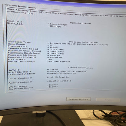 Dell OptiPlex 5080 73JVX A00 Core i5-10500T 2.30GHz 8GB RAM 256GB SSD