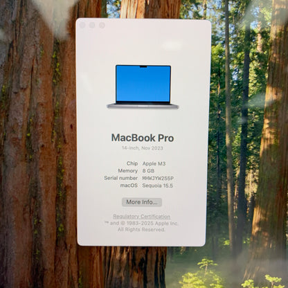 2023 Apple MacBook Pro 14" M3 8C GPU 4.0GHz 8GB RAM 500GB SSD A2918