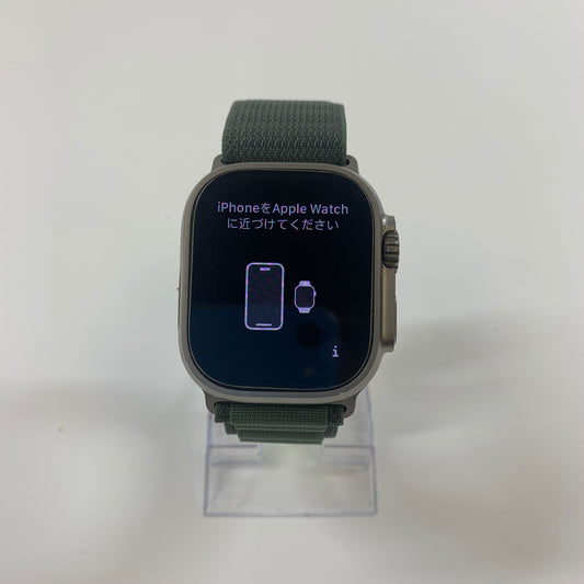 Unlocked Apple Watch Ultra 49MM Natural Titanium Green Alpine Loop A2622