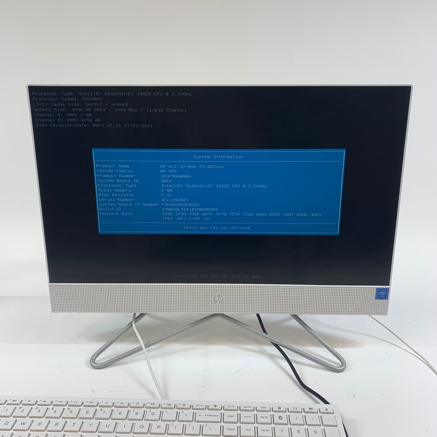 HP 22-dd0024 1K0F9AA#ABA 21.5" Celeron J4025 2.00GHz 4GB RAM
