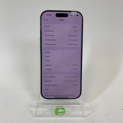 Unlocked Apple iPhone 16 Pro 128GB White MYMA3LL/A