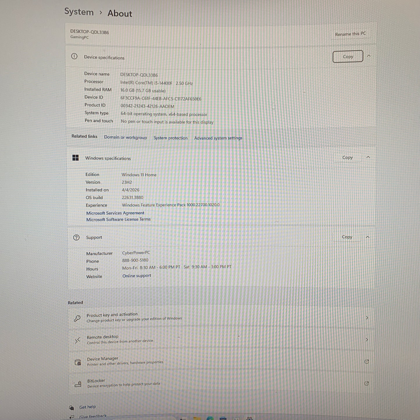 CyberPower C-Series i5-14400F 4.10GHz 16GB RAM 2TB SSD ASUS GeForce RTX 4060
