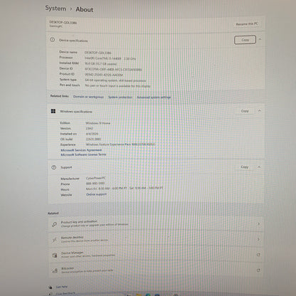 CyberPower C-Series i5-14400F 4.10GHz 16GB RAM 2TB SSD ASUS GeForce RTX 4060
