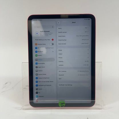 WiFi Only Apple iPad 10th Gen 64GB Pink MPQ33LL/A