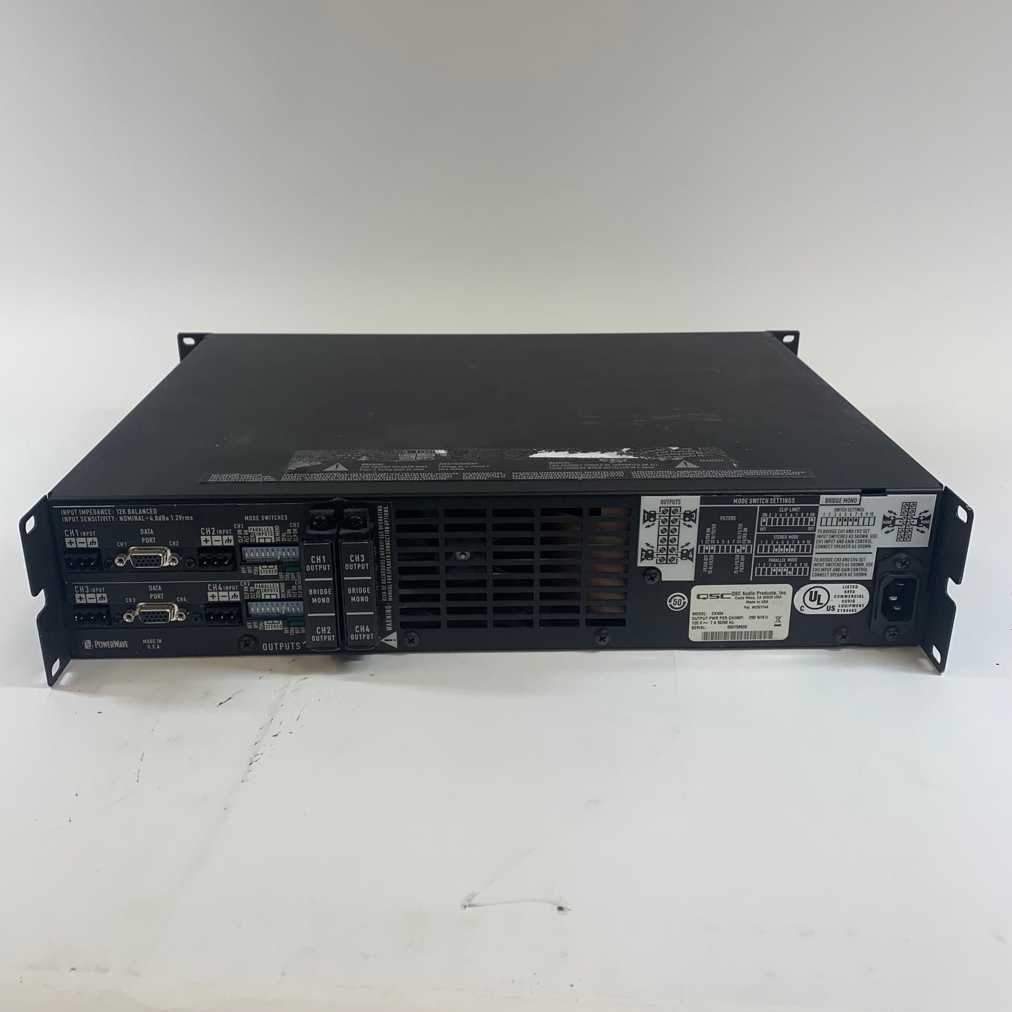 QSC CX404 250w 8 ohm 4 Channel Power Amplifier AMPG1US1BLK