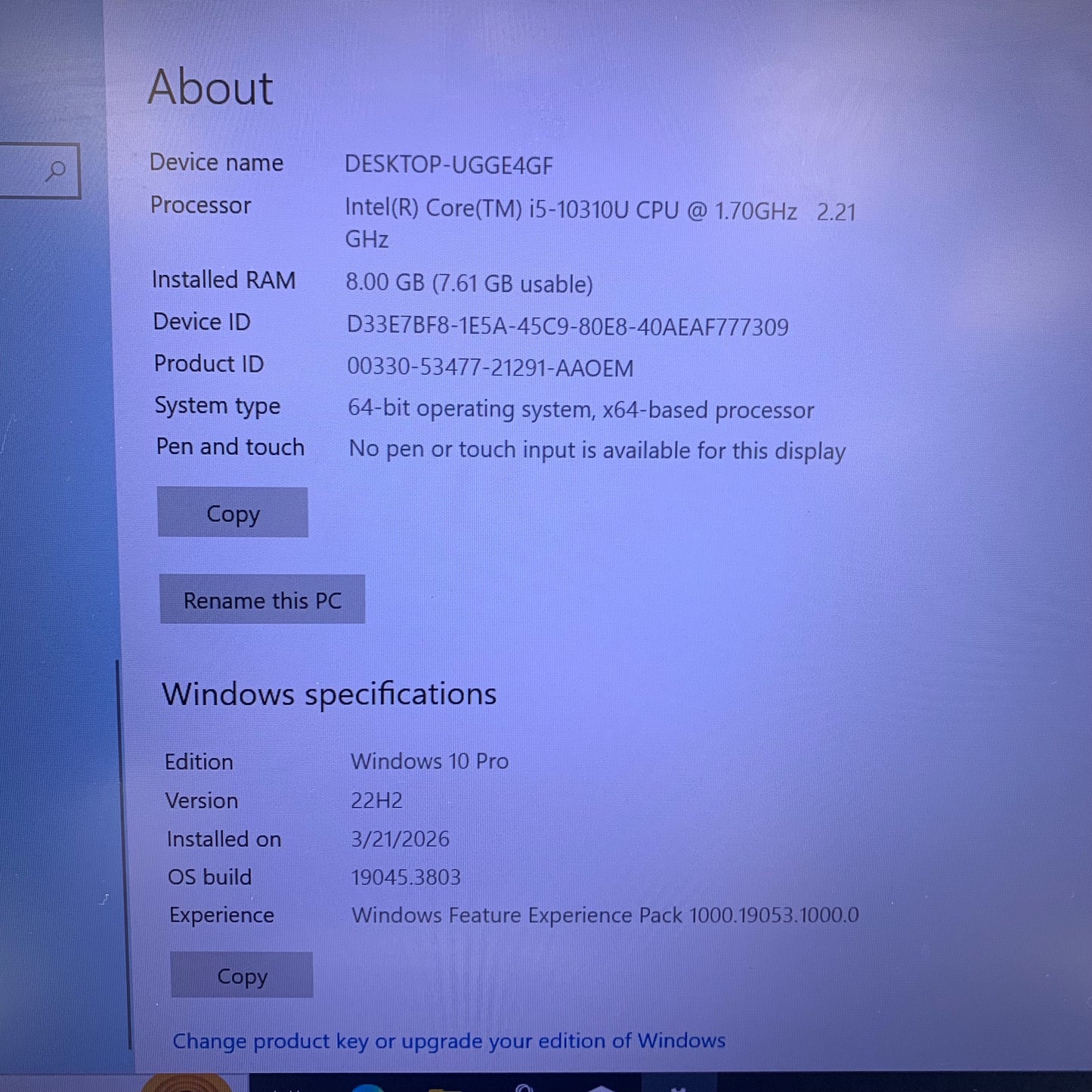 Dell Latitude 5410 14" i5-10310U 1.7GHz 8GB RAM 256GB SSD