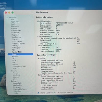 2022 Apple MacBook Air 13.6" M2 8C GPU 3.5GHz 8GB RAM 256GB SSD A2681