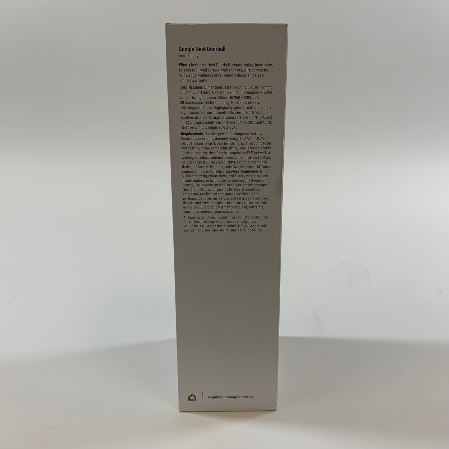 New Google Nest Doorbell 2nd Gen Battery Doorbell Camera Ash GA02076-US