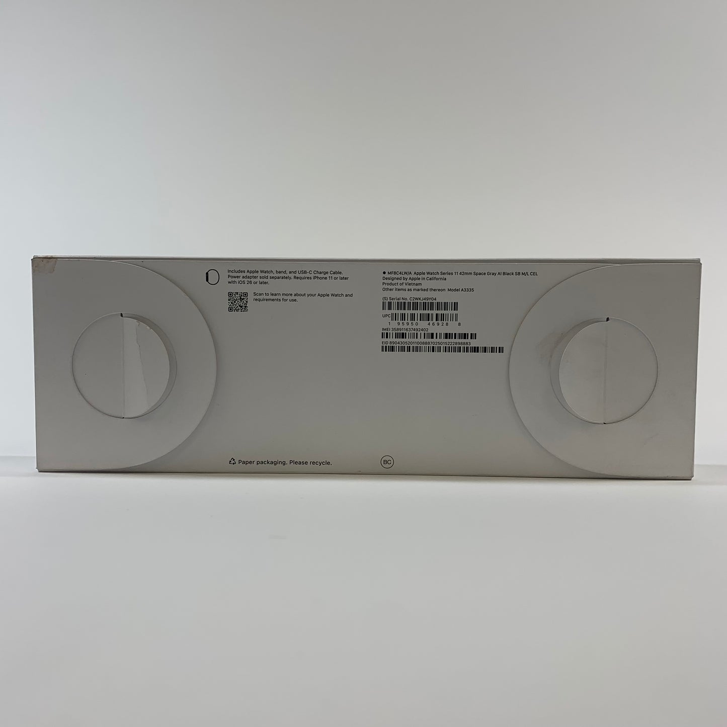 New Unlocked Apple Watch Series 11 42MM Space Gray Aluminium Black Band MF8C4LW/A