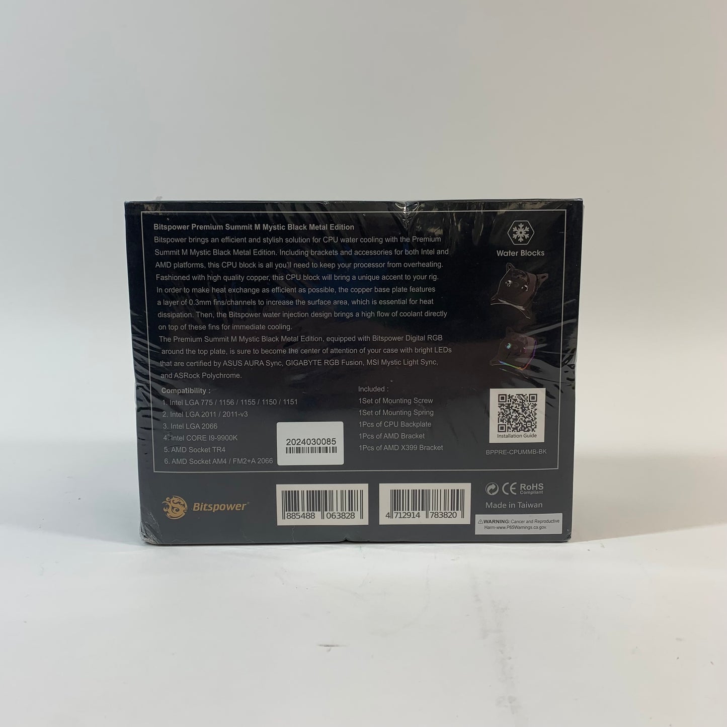 New Bitspower Premium Summit M CPU Water Block BPPRE-CPUMMB-BK