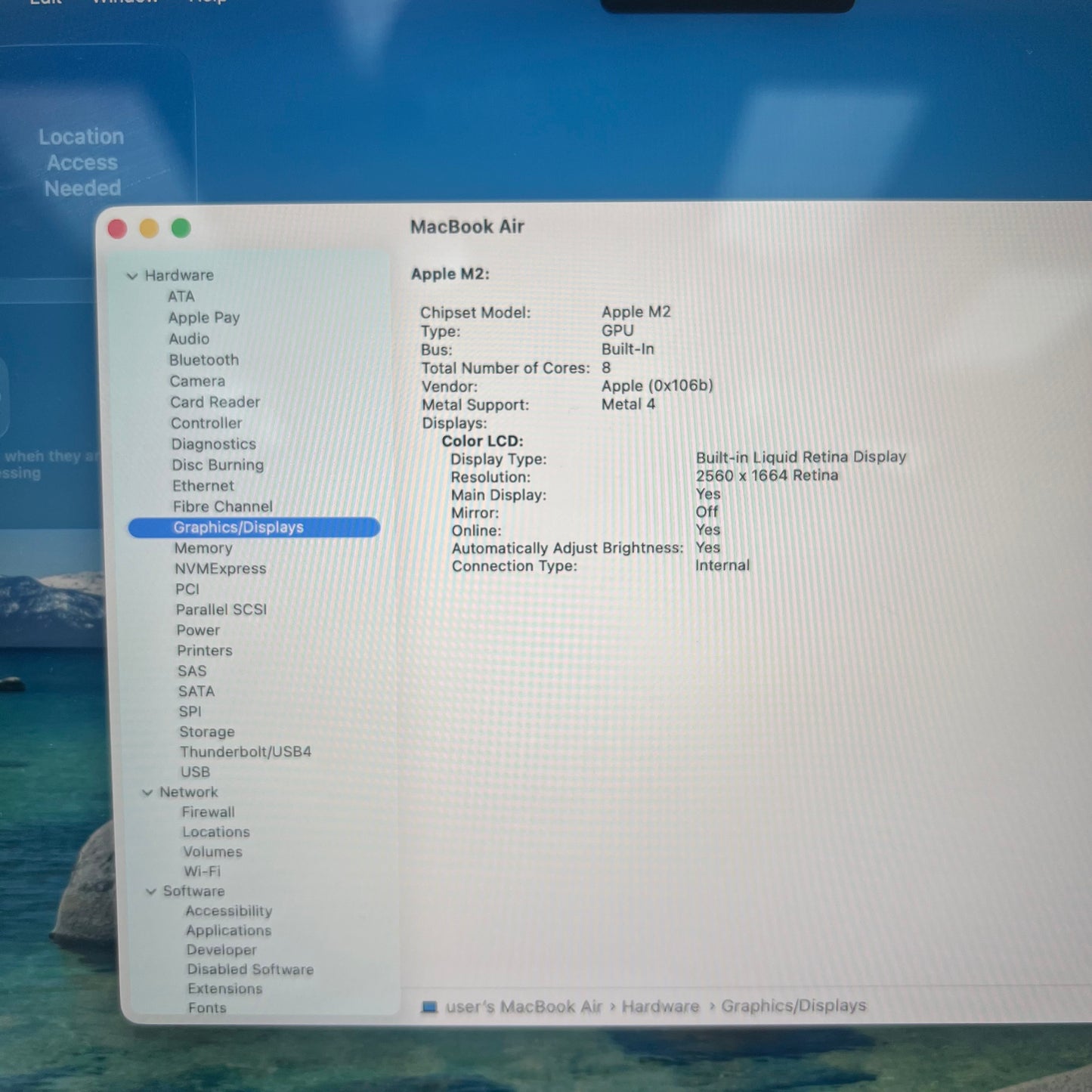 2022 Apple MacBook Air 13.6" M2 8C GPU 3.5GHz 8GB RAM 256GB SSD A2681