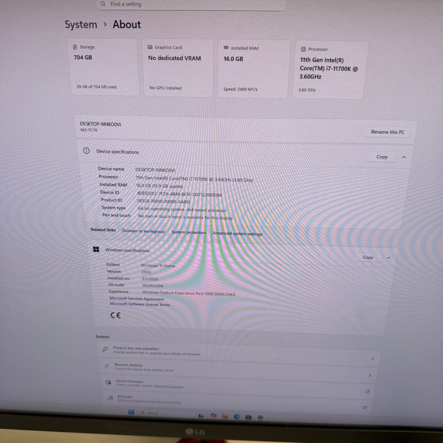 Custom PC Core i7-11700K 3.60GHz 16GB RAM 2TB HDD Nvidia GeForce RTX 2070 Super
