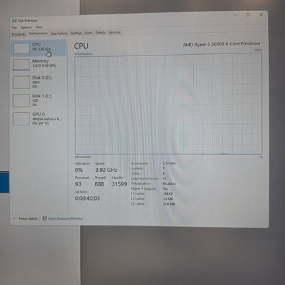 Custom PC Ryzen 5 5600X 3.70GHz 32GB RAM 1TB HDD Nvidia GeForce RTX 3070 Ti