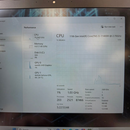 MSI Thin GF63 115C 15.6" i5-11400H 2.69GHz 8GB RAM 256GB SSD GeForce GTX 1650