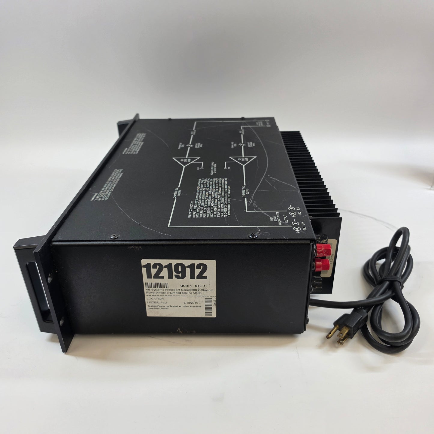 AB Systems Precedent Series 600 175W 8 ohm 2 Channel Sound Amplifier