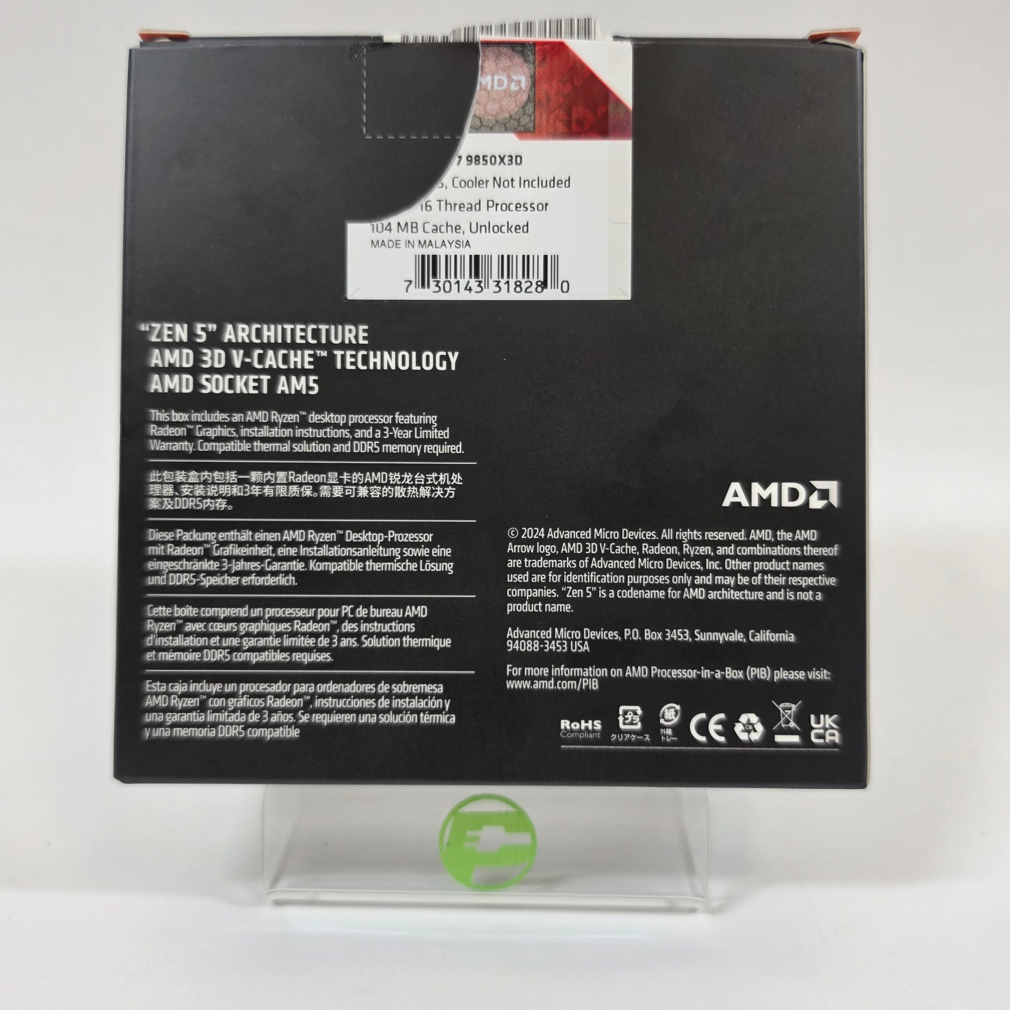 AMD Ryzen 7 9850X3D 4.70GHz 8 Core 100-000001973 16 Thread AM5